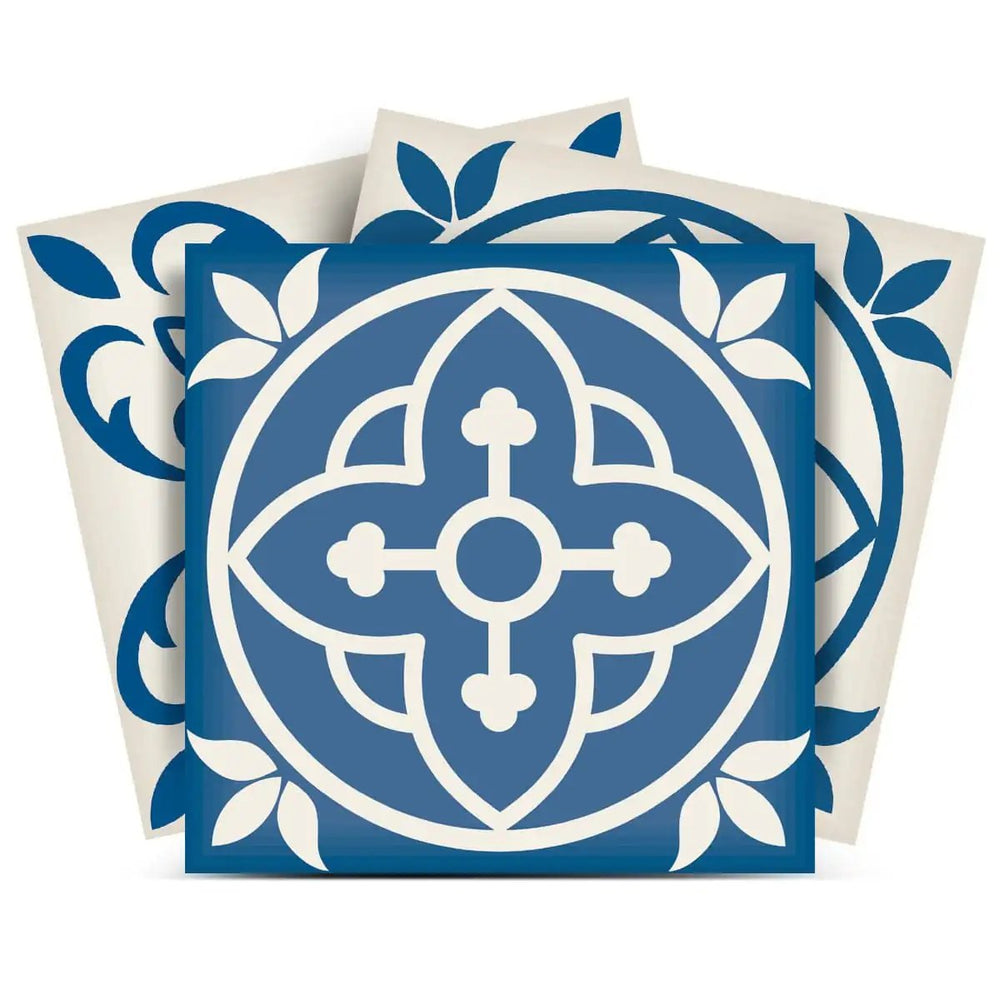 8" X 8" Blue Gray Yellow Pop Peel And Stick Removable Tiles - Homeroots