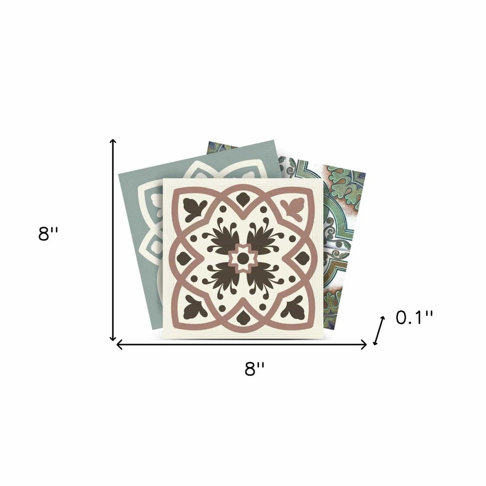 8" X 8" Vintage Sage Mosaic Peel And Stick Removable Tiles - Homeroots - Flyclothing LLC