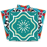 5" X 5" Turq And Terra Cotta Scroll Peel And Stick Removable Tiles - Homeroots