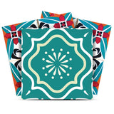 6" X 6" Turq And Terra Cotta Scroll Peel And Stick Removable Tiles - Homeroots