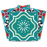 7" X 7" Turq And Terra Cotta Scroll Peel And Stick Removable Tiles - Homeroots