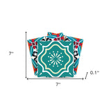 7" X 7" Turq And Terra Cotta Scroll Peel And Stick Removable Tiles - Homeroots