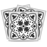 7" X 7" Charcoal And White Scroll Peel And Stick Removable Tiles - Homeroots