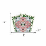 5" X 5" Vintage Green And Taupe Mosaic Peel And Stick Removable Tiles - Homeroots - Flyclothing LLC