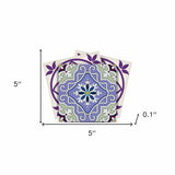 5" X 5" Vintage Purple And Taupe Mosaic Peel And Stick Removable Tiles - Homeroots - Flyclothing LLC