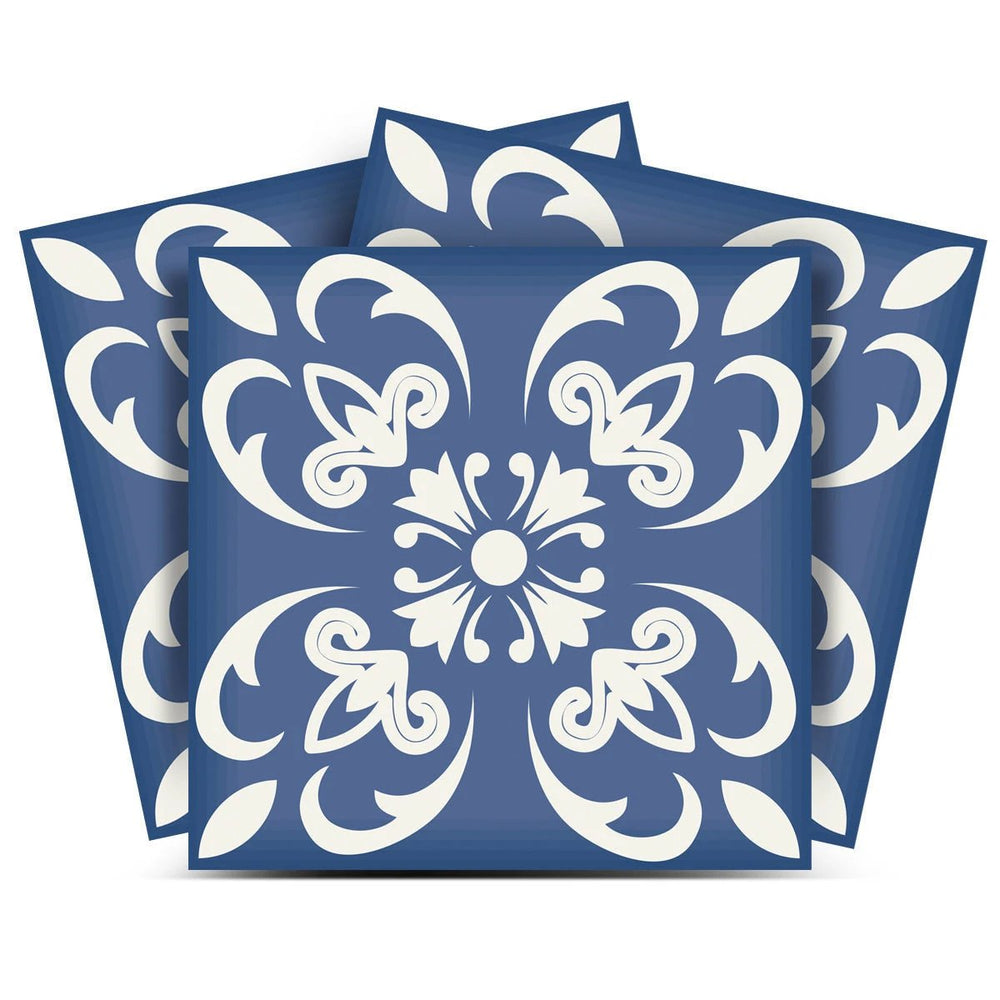 7" X 7" Wedgwood Blue And White Peel And Stick Removable Tiles - Homeroots - Flyclothing LLC