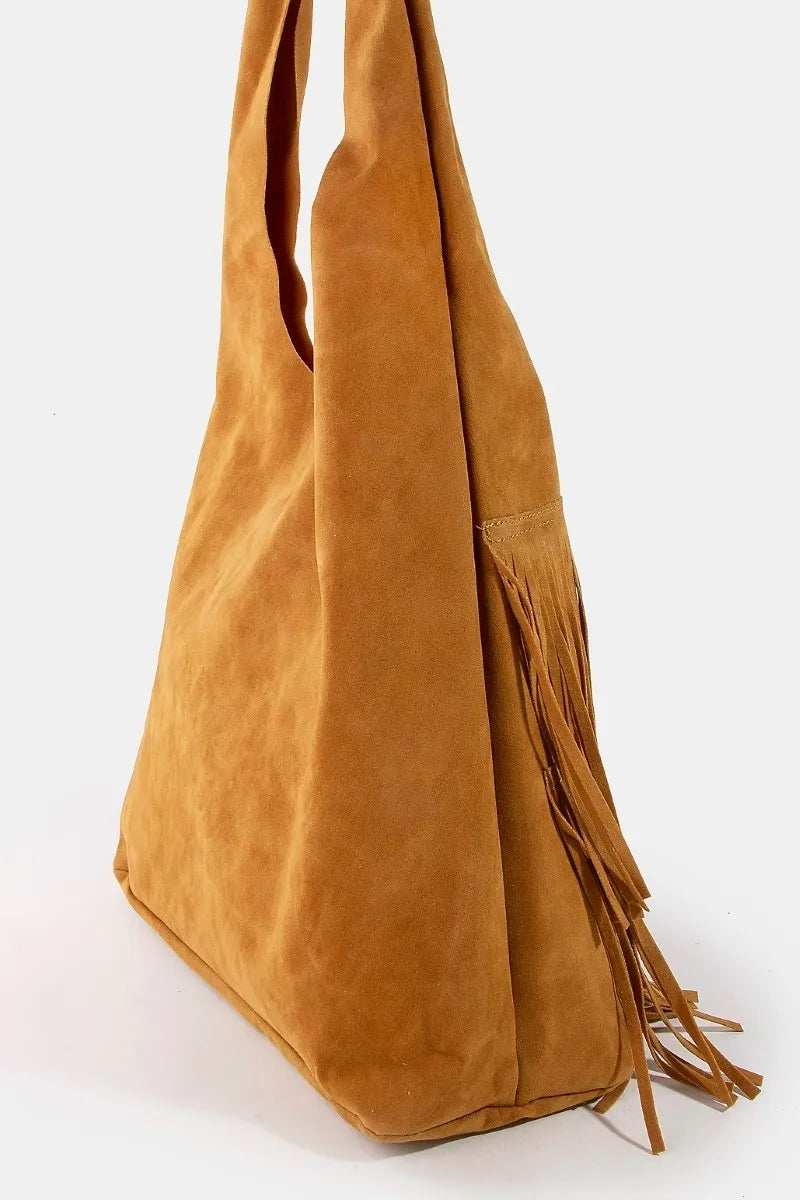 Fame Layered Fringe Detail Suede Hobo Bag - Trendsi - Flyclothing LLC