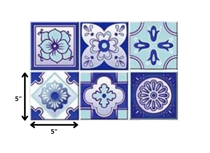 5" X 5" Vintage Turq Blue And White Peel And Stick Removable Tiles - Homeroots - Flyclothing LLC