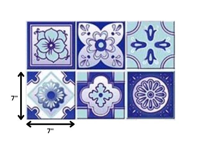 7" X 7" Vintage Turq Blue And White Peel And Stick Removable Tiles - Homeroots - Flyclothing LLC