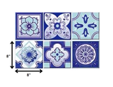 8" X 8" Vintage Turq Blue And White Peel And Stick Removable Tiles - Homeroots - Flyclothing LLC