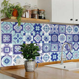 8" X 8" Vintage Turq Blue And White Peel And Stick Removable Tiles - Homeroots - Flyclothing LLC