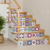 6" X 6" Vintage Turq Blush And Mauve Peel And Stick Removable Tiles - Homeroots