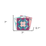 7" X 7" Vintage Turq Blush And Mauve Peel And Stick Removable Tiles - Homeroots