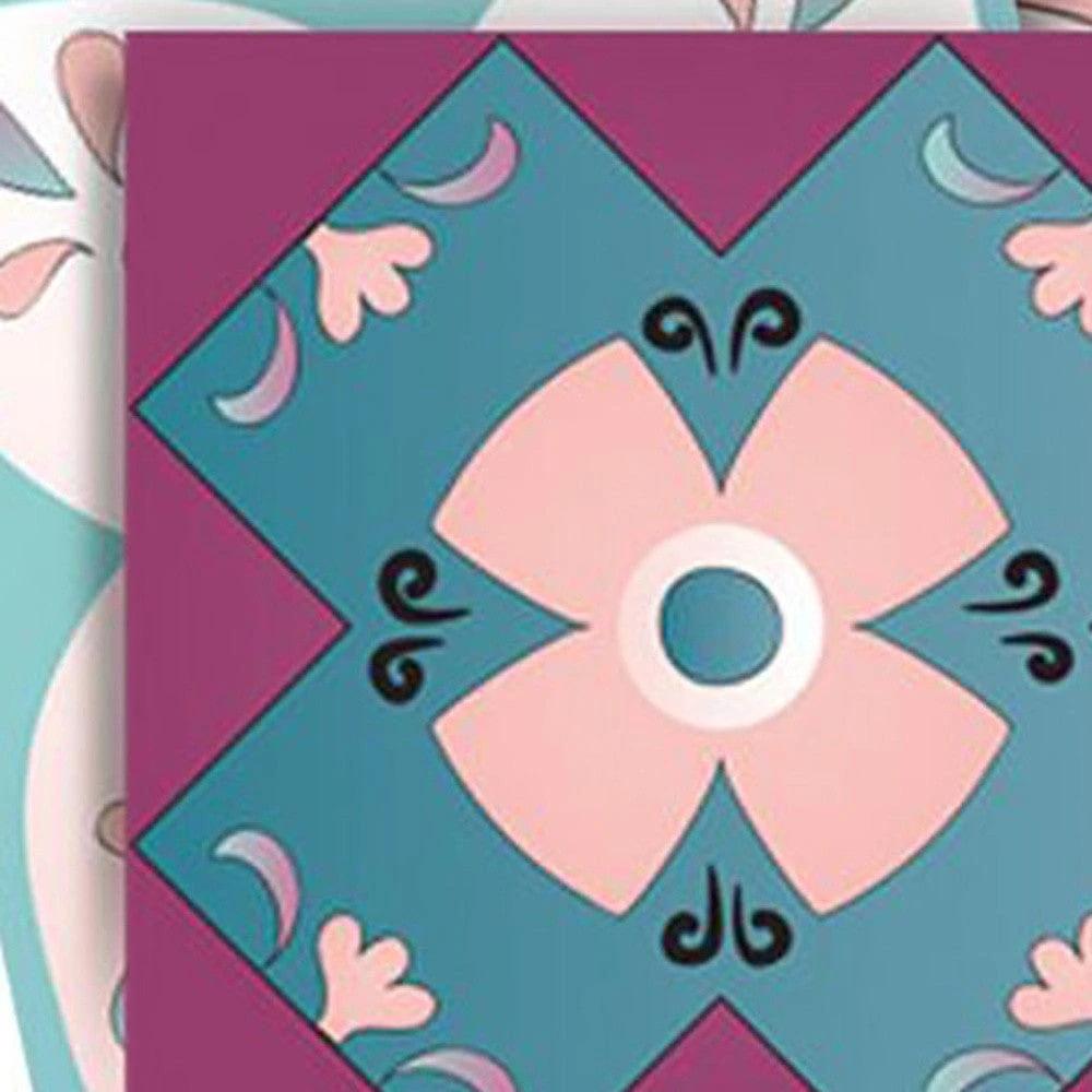 8" X 8" Vintage Turq Blush And Mauve Peel And Stick Removable Tiles - Homeroots