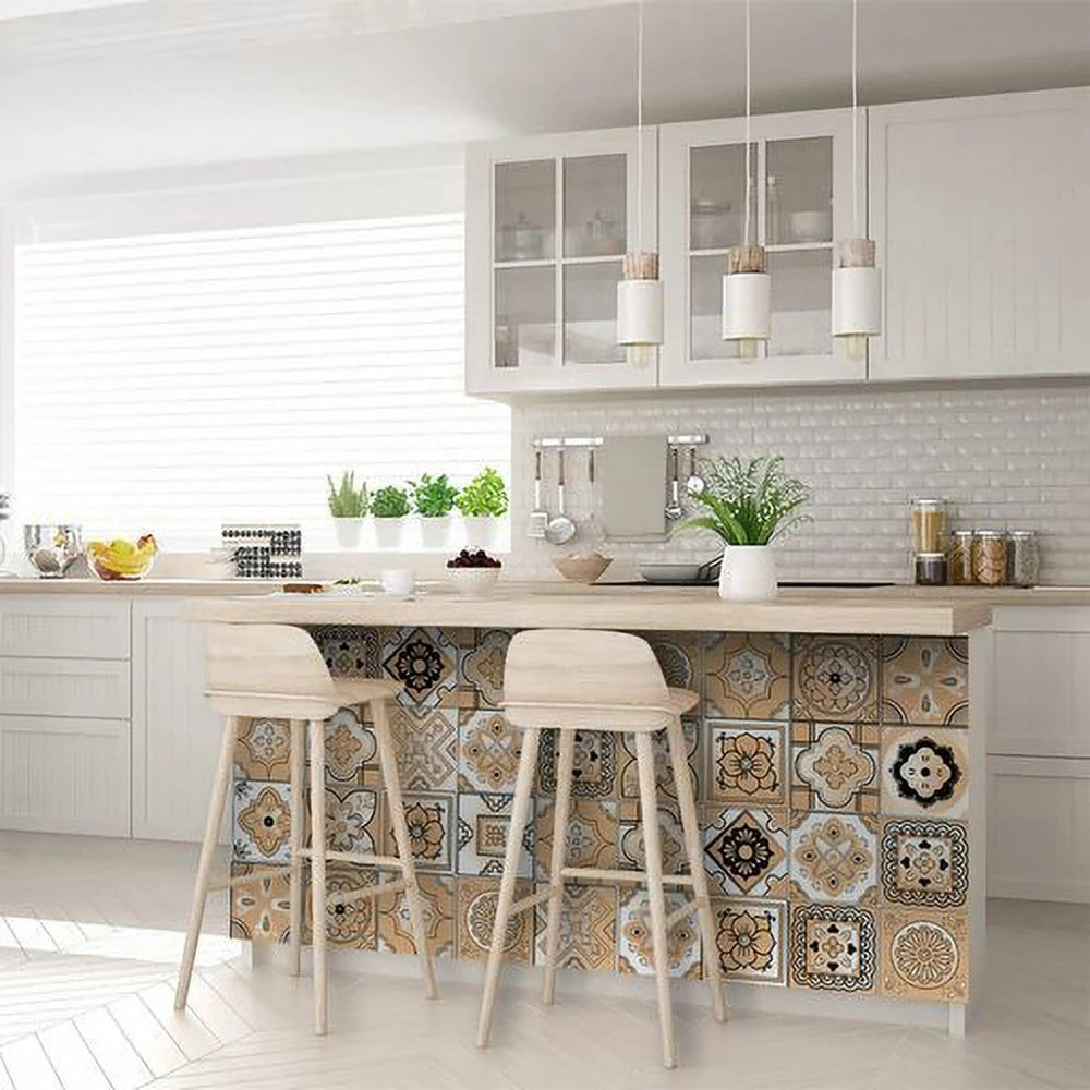 7" X 7" Shades Of Taupe Mosaic Peel And Stick Removable Tiles - Homeroots - Flyclothing LLC