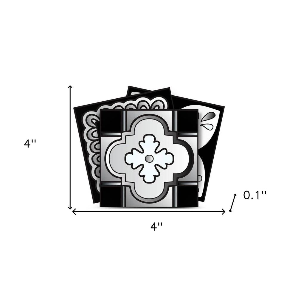 4" X 4" Black White And Gray Mosaic Peel And Stick Removable Tiles - Homeroots - Flyclothing LLC