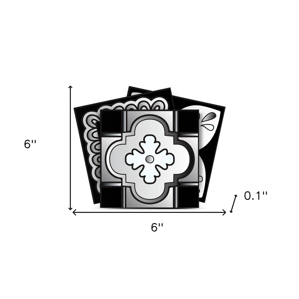 6" X 6" Black White And Gray Mosaic Peel And Stick Removable Tiles - Homeroots - Flyclothing LLC