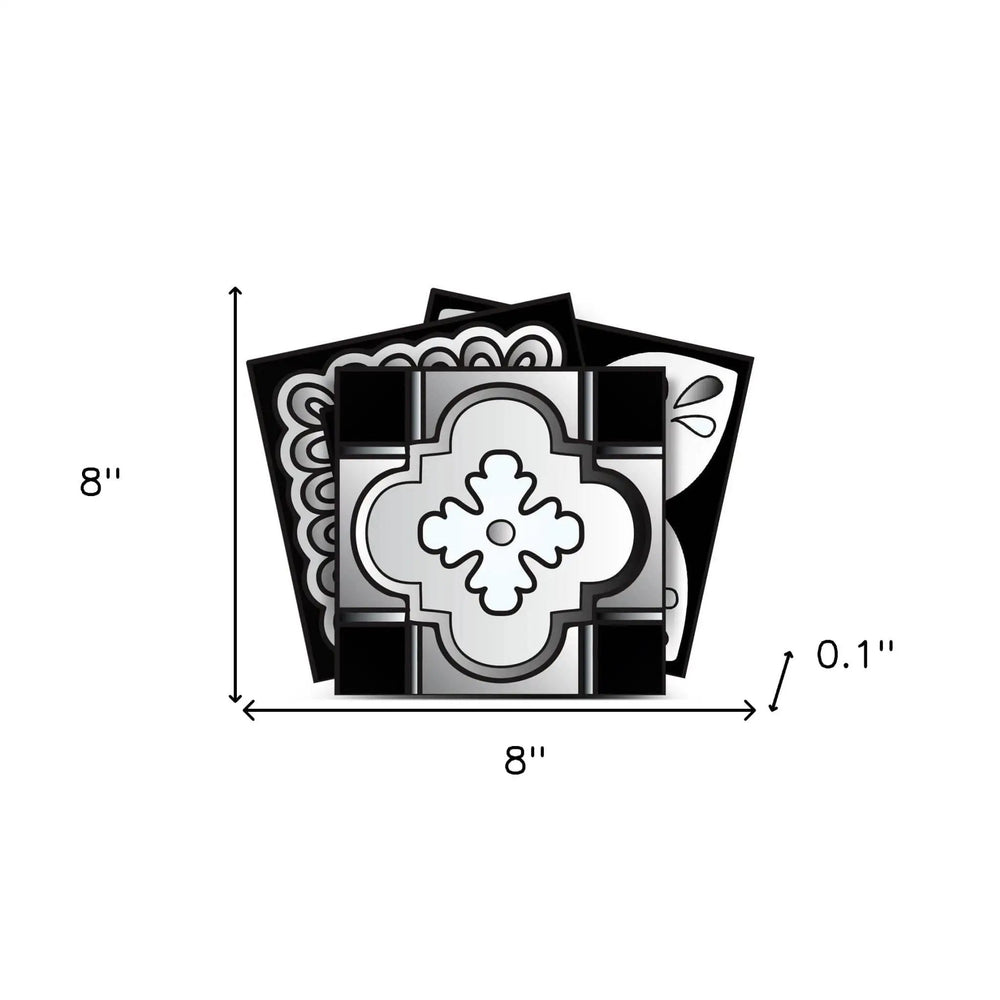 8" X 8" Black White And Gray Mosaic Peel And Stick Removable Tiles - Homeroots - Flyclothing LLC