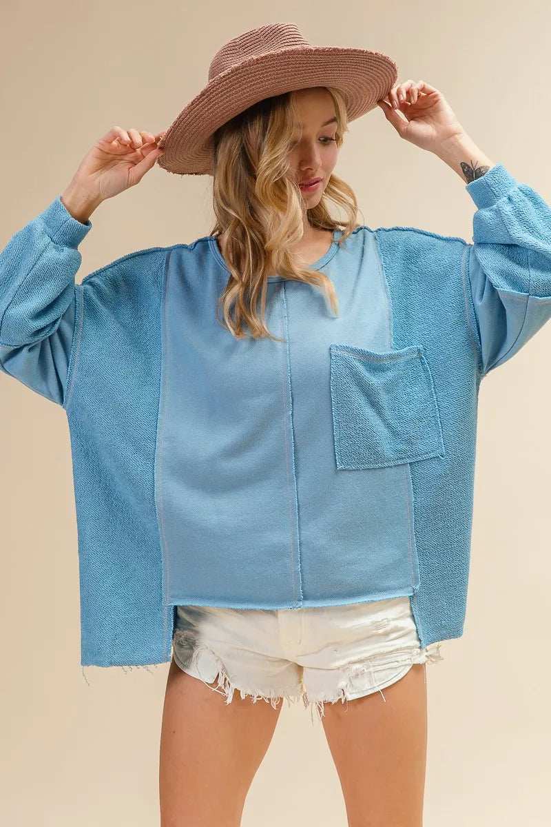 BiBi Oversized Pocket Front Sweatshirt - Trendsi - Flyclothing LLC