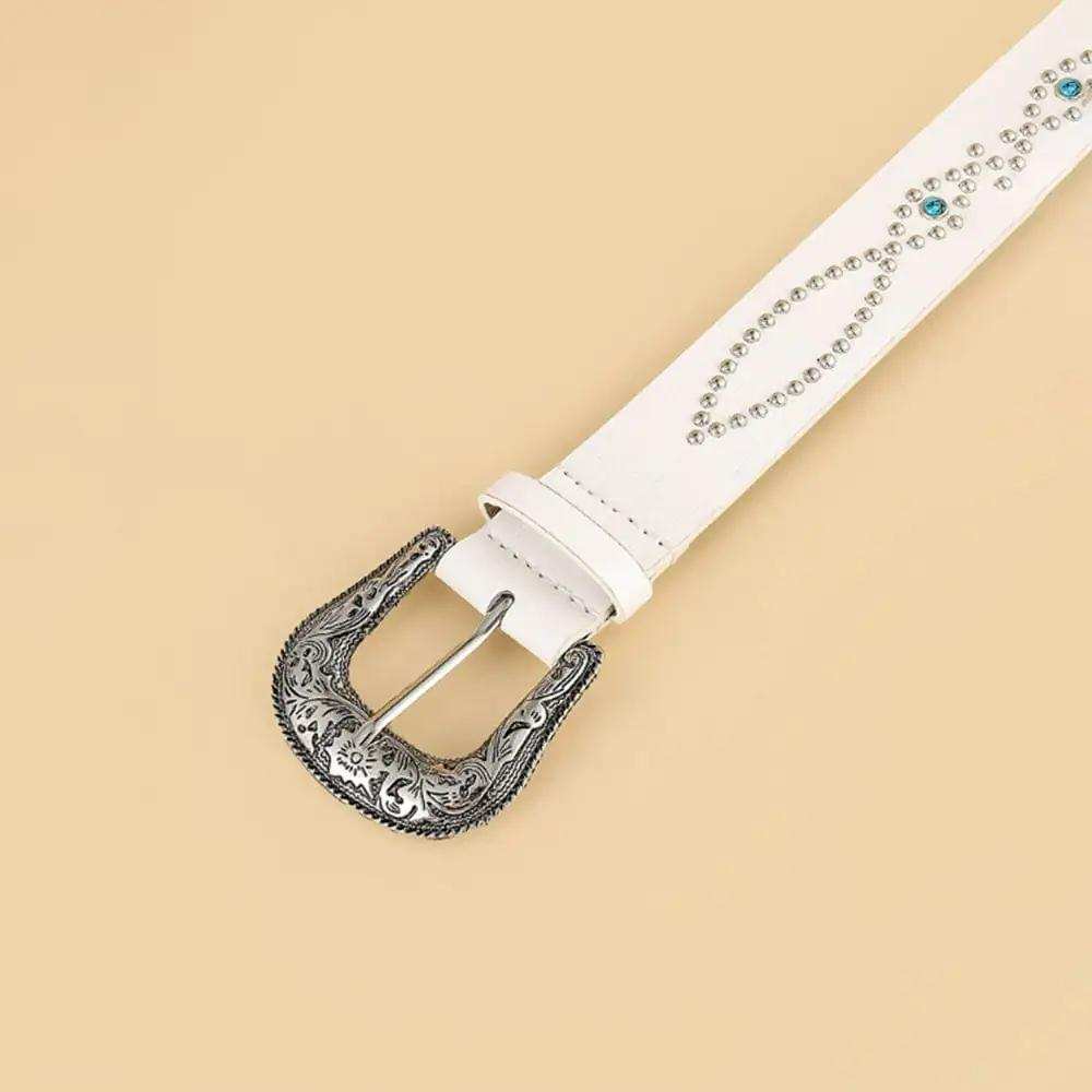 PU Leather Rhinestone Belt - Trendsi - Flyclothing LLC