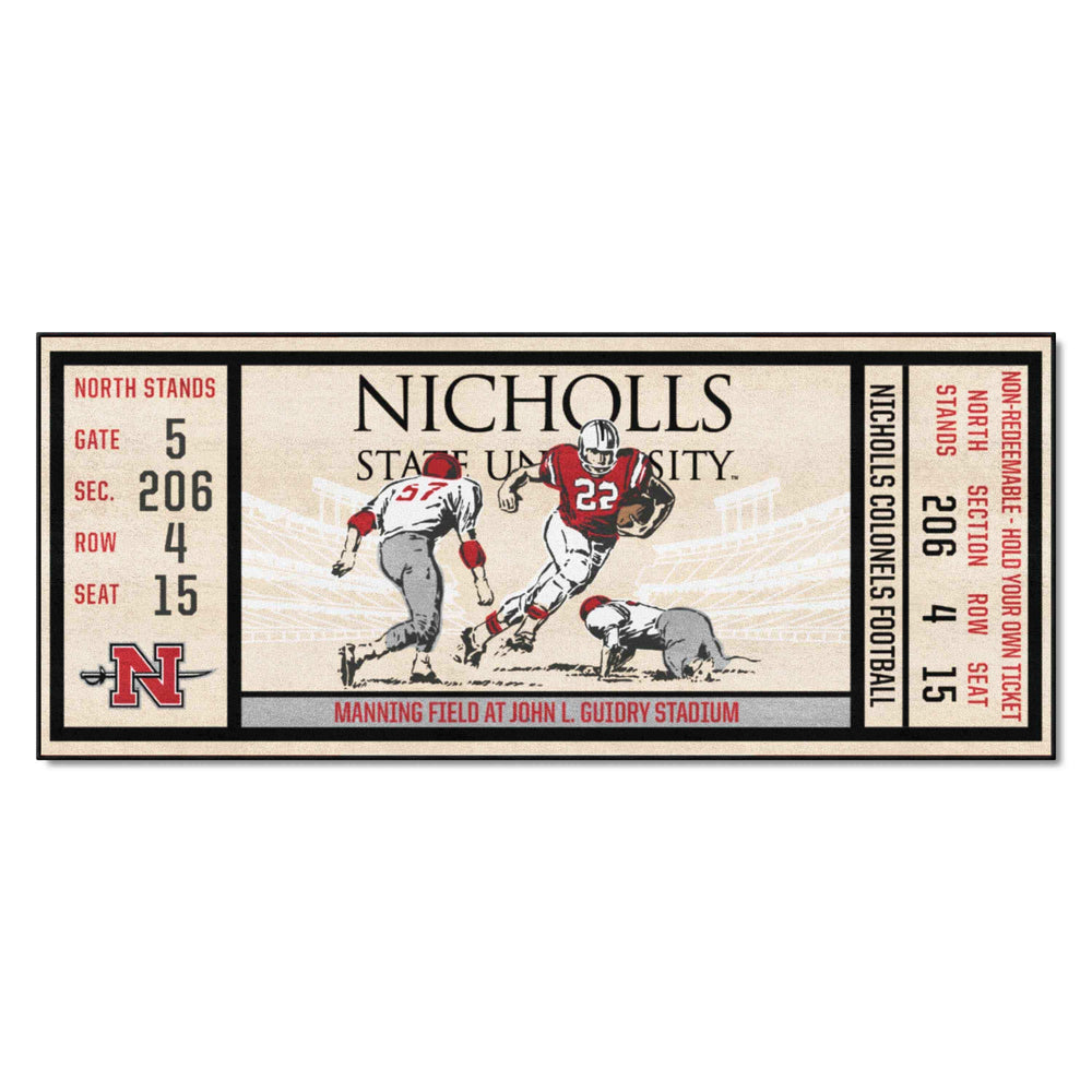 Nicholls State Colonels Ticket Runner Rug - 30in. x 72in. - Nicholls State - Flyclothing LLC
