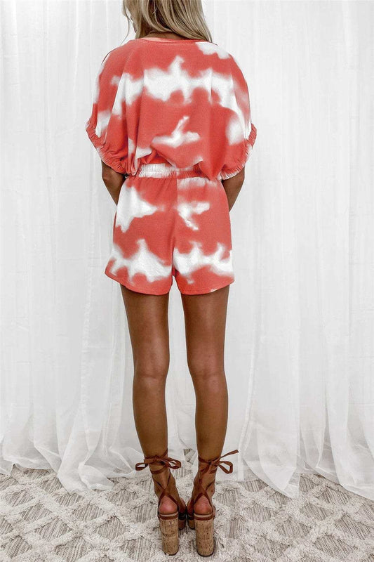 Tie-Dye Round Neck Top and Shorts Set - Trendsi - Flyclothing LLC