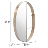 34" Bronze Oval Steel Framed Accent Mirror - Homeroots - Flyclothing LLC