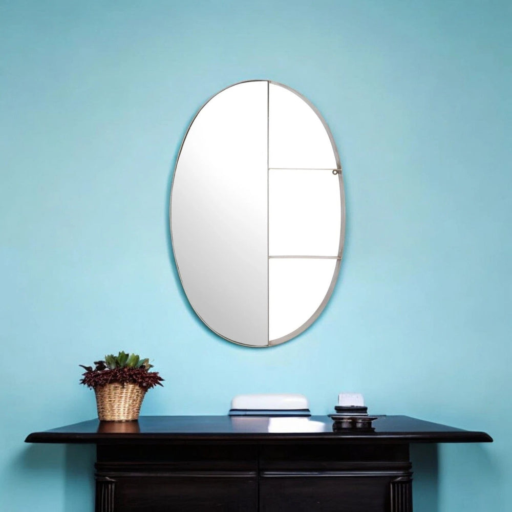 34" Bronze Oval Steel Framed Accent Mirror - Homeroots - Flyclothing LLC