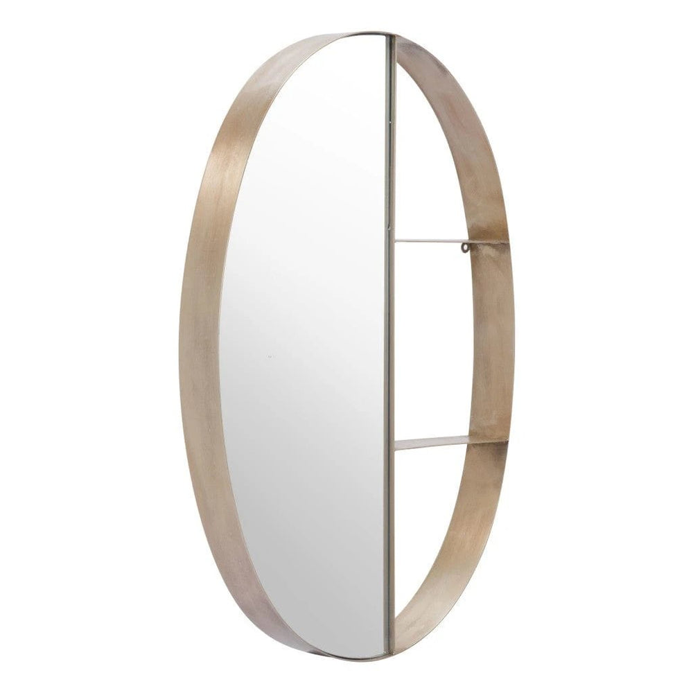 34" Bronze Oval Steel Framed Accent Mirror - Homeroots - Flyclothing LLC