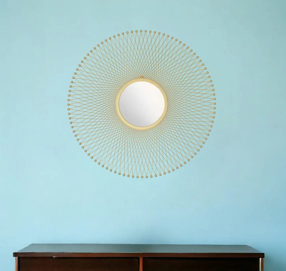 35" Gold Round Accent Mirror - Homeroots - Flyclothing LLC