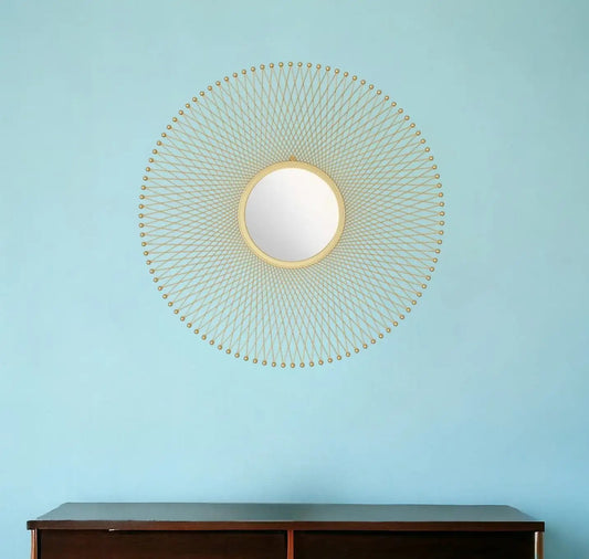 35" Gold Round Accent Mirror - Homeroots