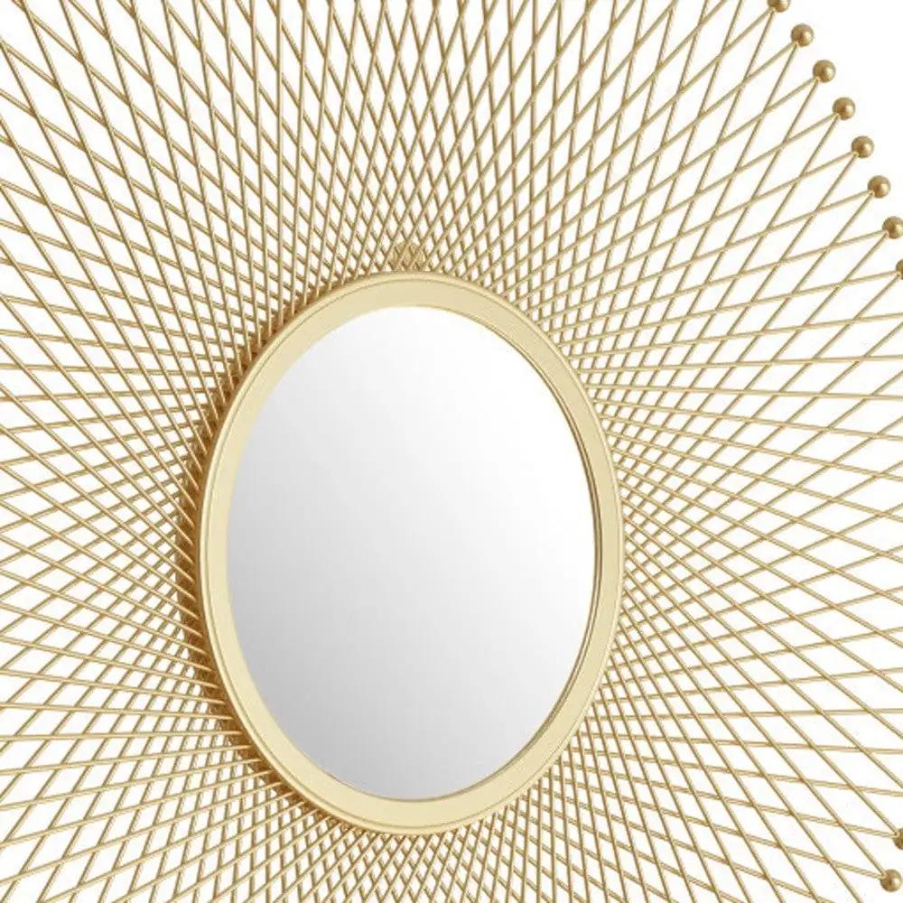 35" Gold Round Accent Mirror - Homeroots - Flyclothing LLC