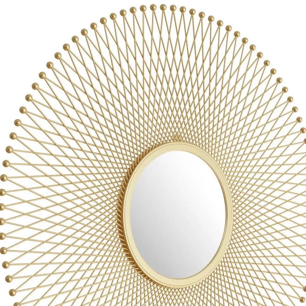 35" Gold Round Accent Mirror - Homeroots - Flyclothing LLC