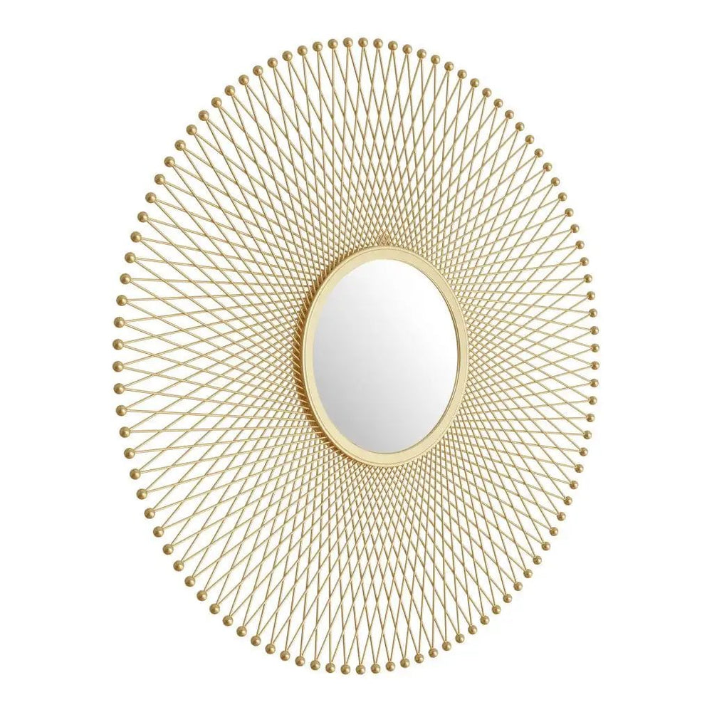 35" Gold Round Accent Mirror - Homeroots - Flyclothing LLC