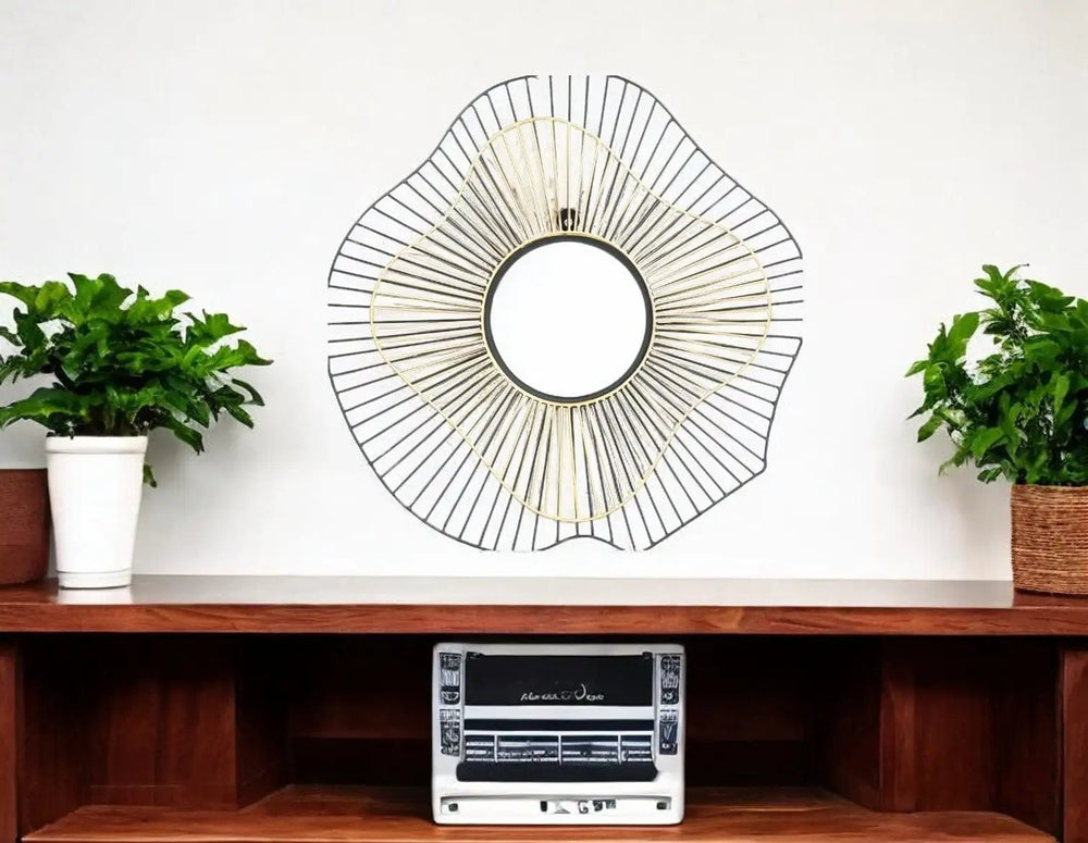 22" Black Abstract Metal Framed Accent Mirror - Homeroots - Flyclothing LLC