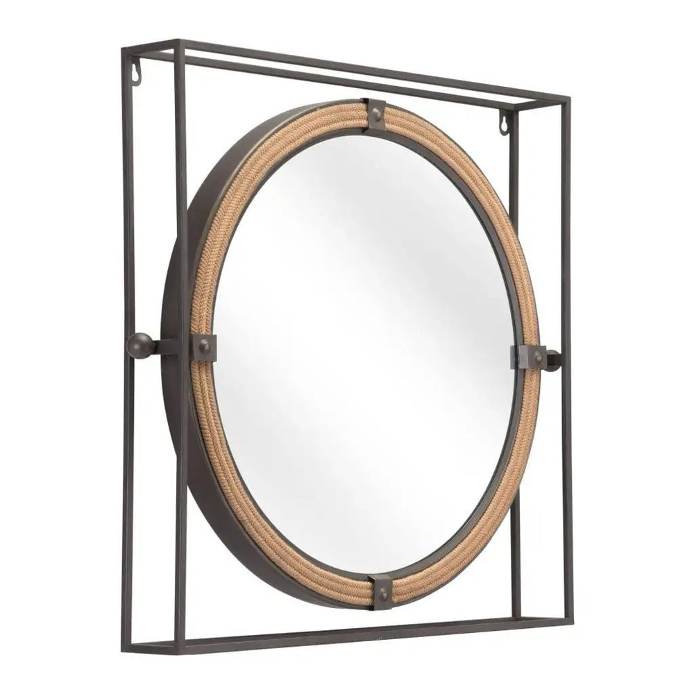 22" Gray Square Steel Framed Accent Mirror - Homeroots - Flyclothing LLC