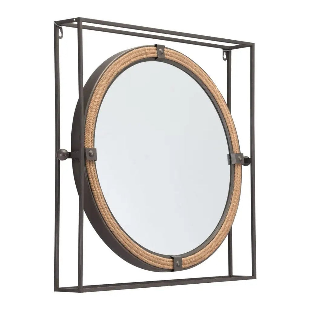 22" Gray Square Steel Framed Accent Mirror - Homeroots - Flyclothing LLC