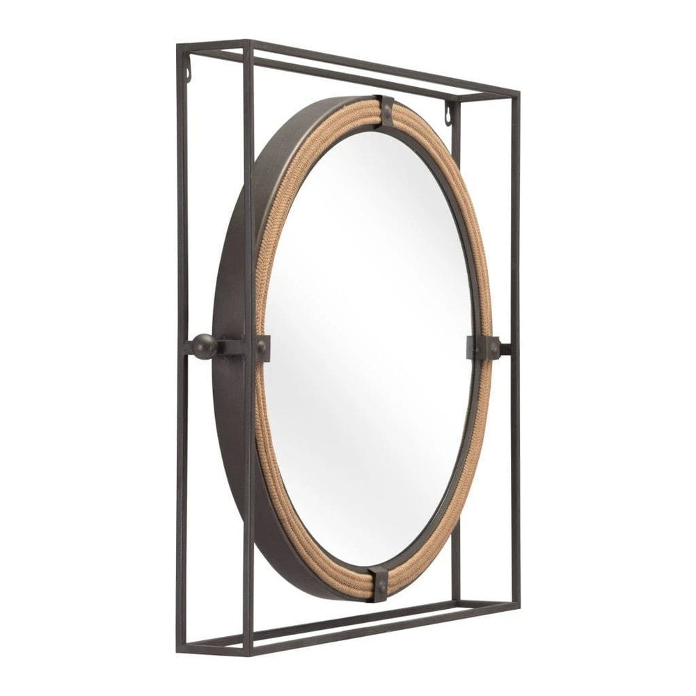 22" Gray Square Steel Framed Accent Mirror - Homeroots - Flyclothing LLC