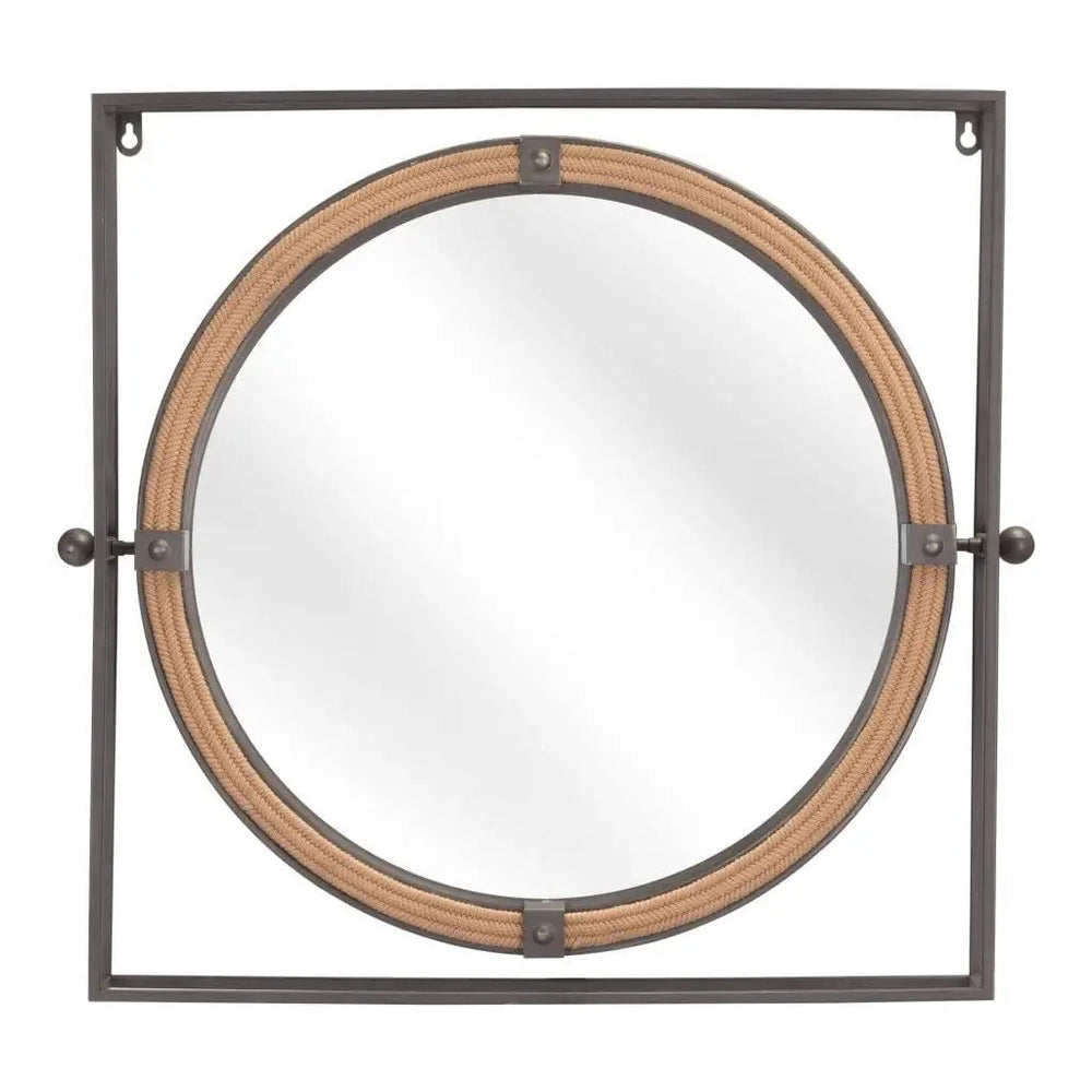 22" Gray Square Steel Framed Accent Mirror - Homeroots - Flyclothing LLC