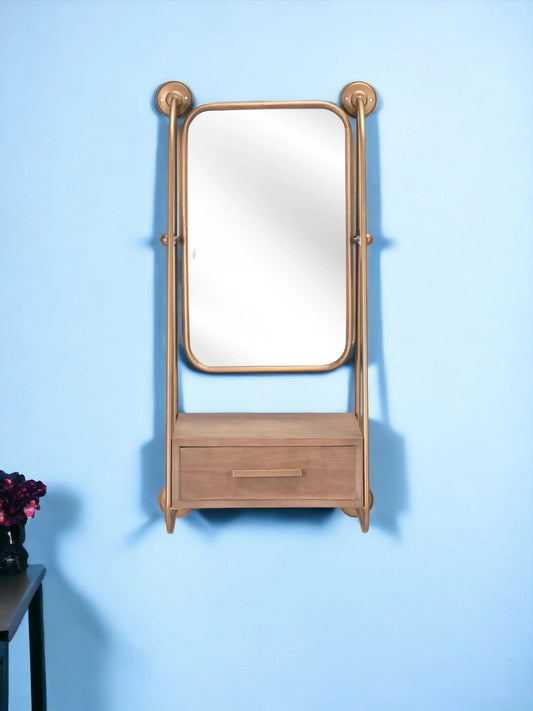 36" Gold Steel Framed Accent Mirror - Homeroots