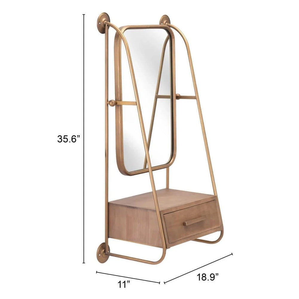 36" Gold Steel Framed Accent Mirror - Homeroots - Flyclothing LLC