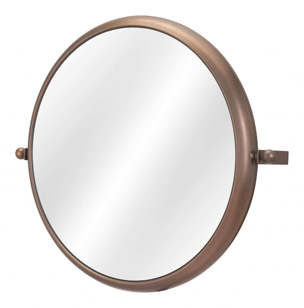 Industrial Gold Round Mirror - Homeroots - Flyclothing LLC