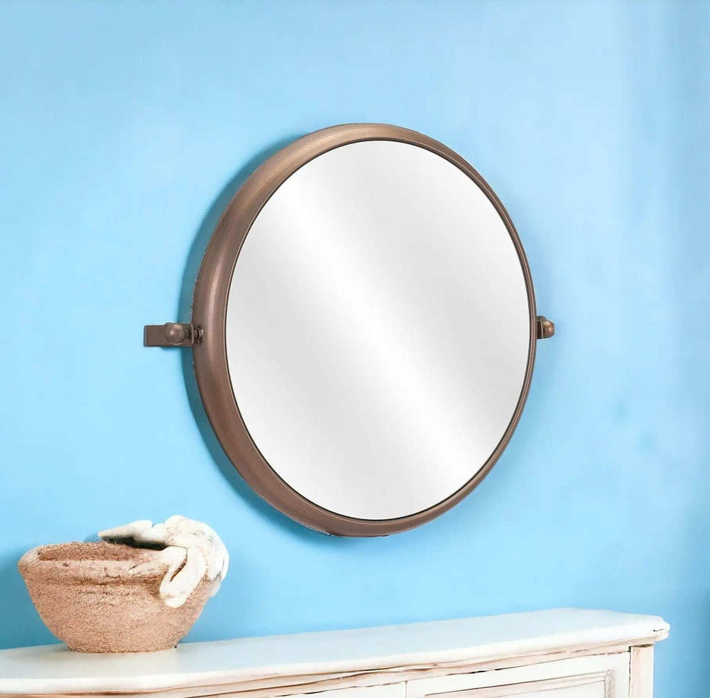 Industrial Gold Round Mirror - Homeroots - Flyclothing LLC