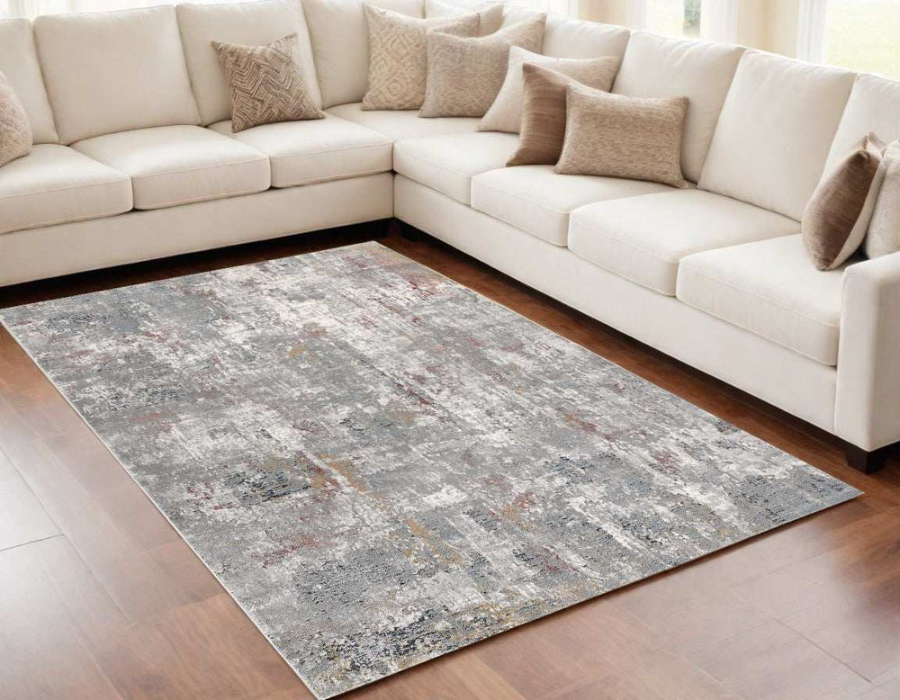 5' X 8' Gray And Ivory Abstract Area Rug - Homeroots - Flyclothing LLC