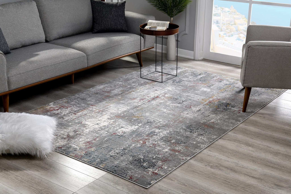 5' X 8' Gray And Ivory Abstract Area Rug - Homeroots - Flyclothing LLC