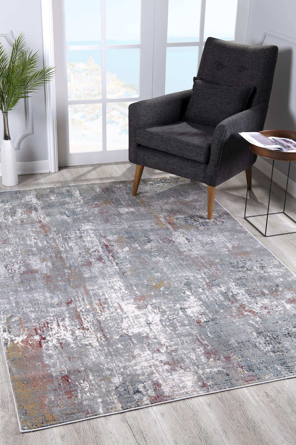 5' X 8' Gray And Ivory Abstract Area Rug - Homeroots - Flyclothing LLC