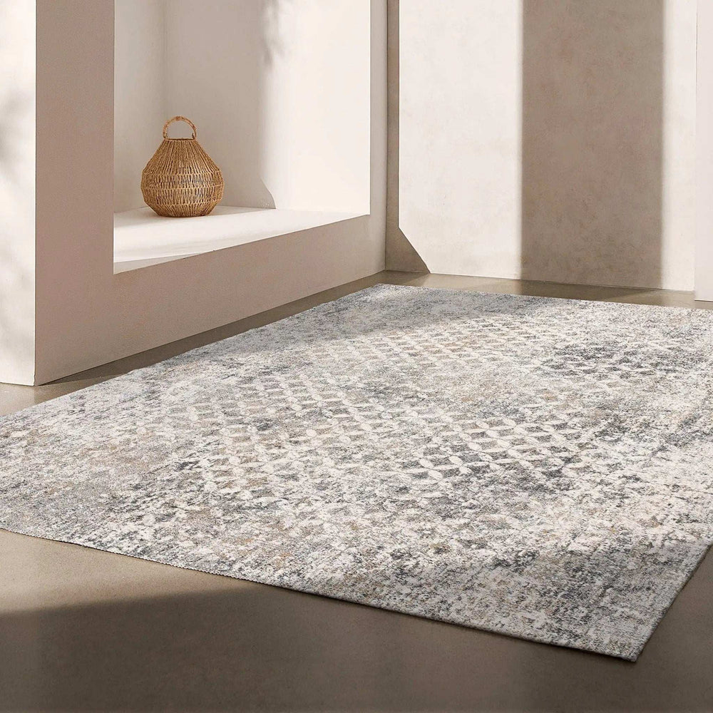4' X 6' Gray And Ivory Distressed Area Rug - Homeroots - Flyclothing LLC