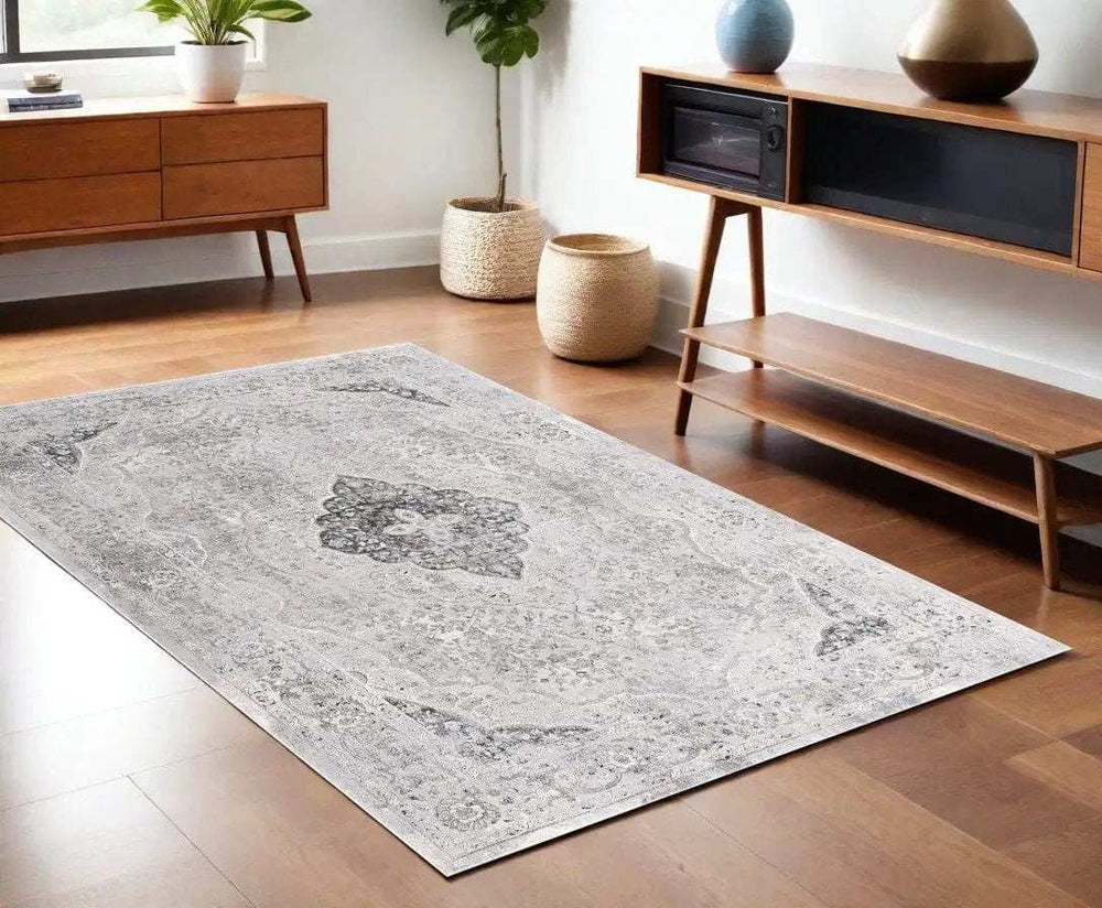 4' X 6' Grey Oriental Area Rug - Homeroots - Flyclothing LLC