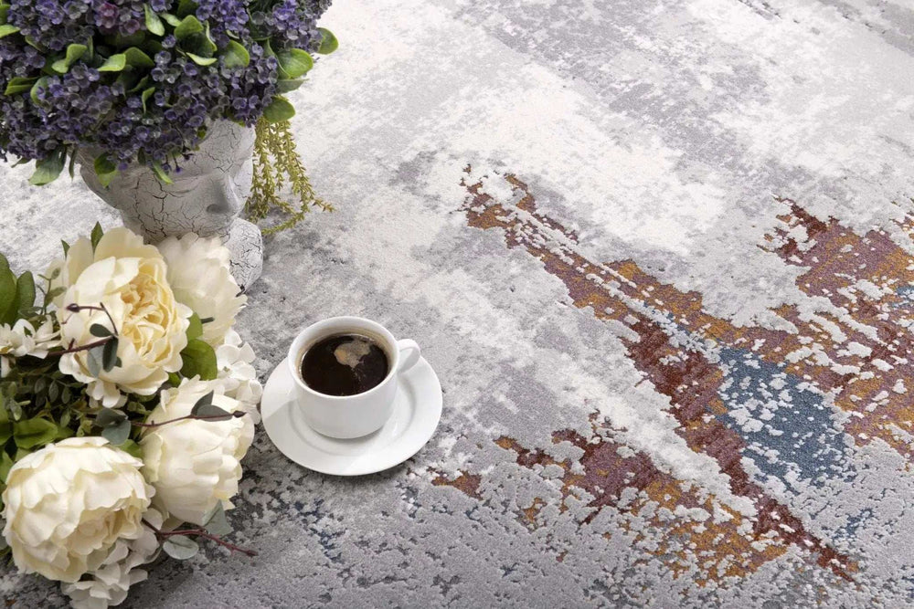 4' X 6' Gray And Ivory Modern Abstract Area Rug - Homeroots - Flyclothing LLC