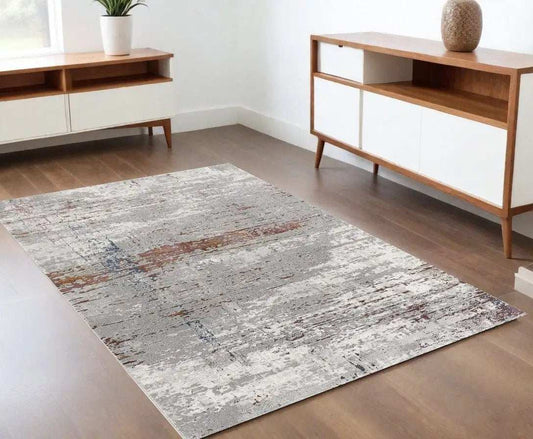 4' X 6' Gray And Brown Abstract Scraped Area Rug - Homeroots - Flyclothing LLC